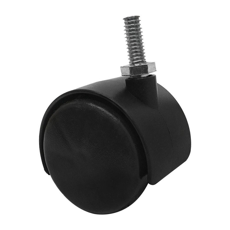 Black PVC Nylon Twin Swivel Casters Wheel w/ Brake 5/16" x 1" Thread Size - Set 4 Pc