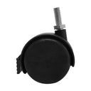 Black PVC Nylon Twin Swivel Casters Wheel w/ Brake 5/16" x 1" Thread Size - Set 4 Pc