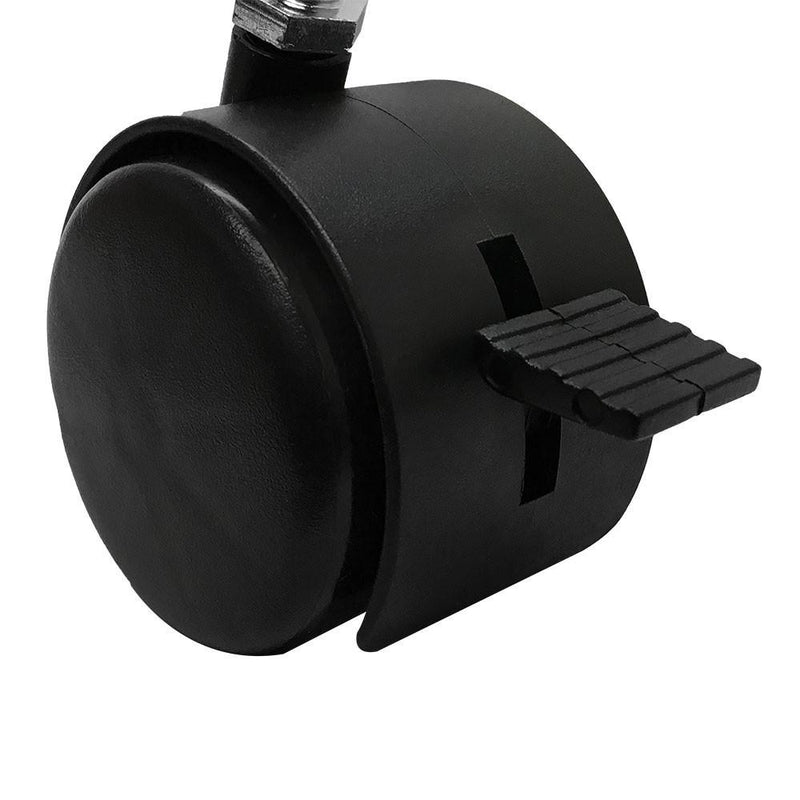 Black PVC Nylon Twin Swivel Casters Wheel w/ Brake 5/16" x 1" Thread Size 360 Dgree - 8 Pc