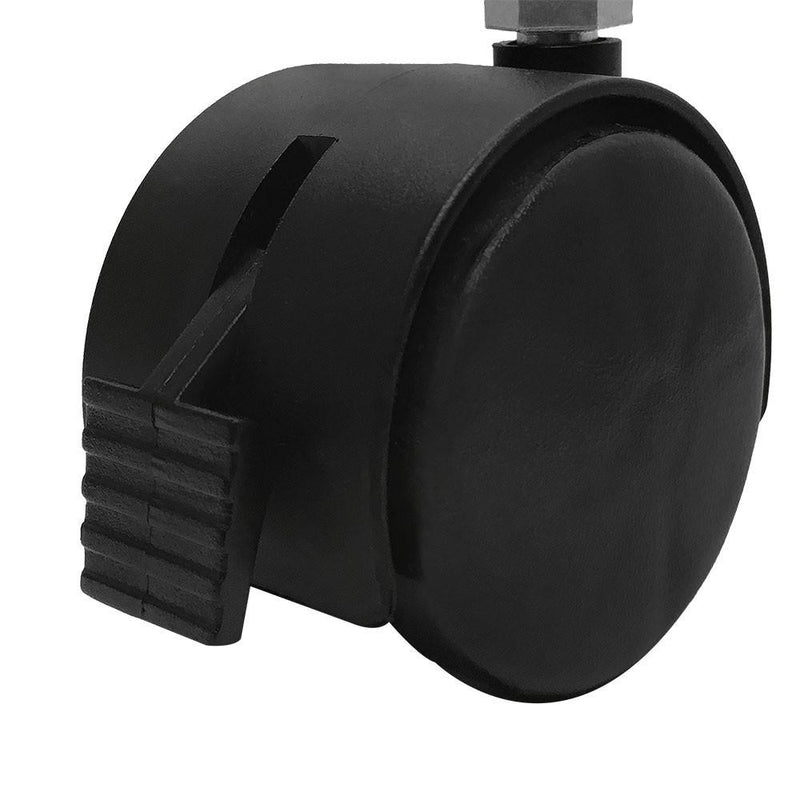 Black PVC Nylon Twin Swivel Casters Wheel w/ Brake 5/16" x 1" Thread Size 360 Dgree - 8 Pc