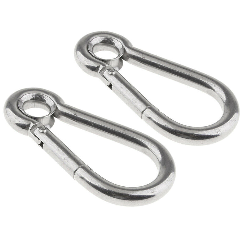 Boat Marine Spring Snap Hook With Eyelet Carabiner 3/8" Set 10 PC Stainless Steel WLL 400 LBS Capacity