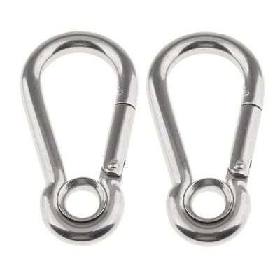 Boat Marine Spring Snap Hook With Eyelet Carabiner 3/8" Set 2 PC Stainless Steel WLL 400 LBS Capacity