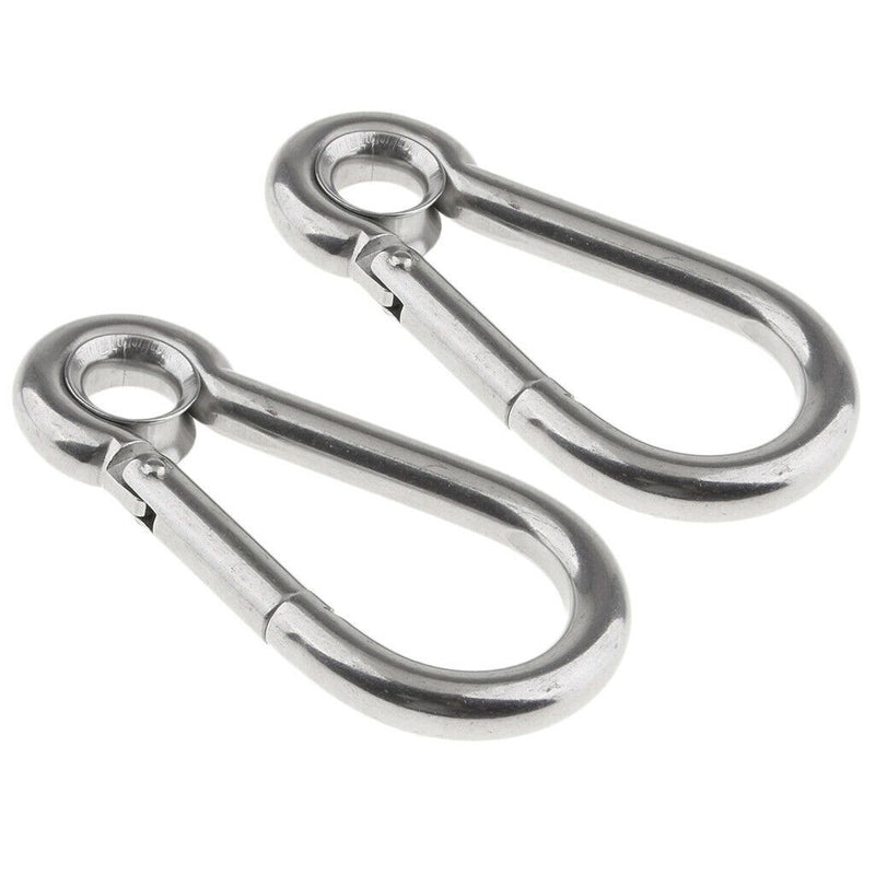 Boat Marine Spring Snap Hook With Eyelet Carabiner 3/8" Set 2 PC Stainless Steel WLL 400 LBS Capacity