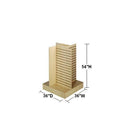 54”H Cherry 4-Way Slatwall Merchandiser, Pinwheel Floor Display Stand Fixture for Retail Store, Rotating Slatwall Panel Rack for Merchandising
