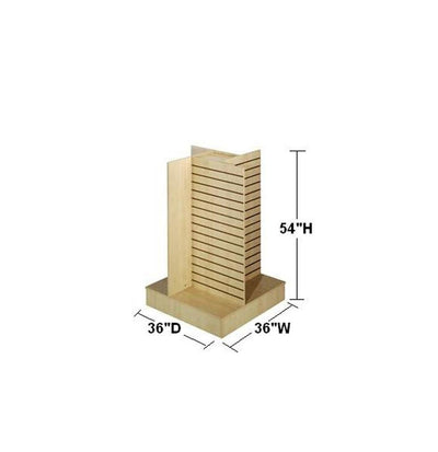 54" Cherry Slatwall Display Stand – 4-Way Pinwheel Floor Merchandiser Fixture for Retail Stores & Trade Shows