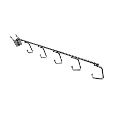 Chrome 5 Hook Waterfall J Hook  16'' Long Pegboard