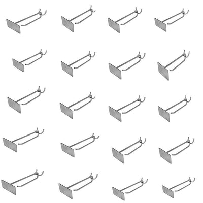 Chrome Pegboard Metal Plate Scanner Hooks 4'' Retail Store Display - 20 Pc