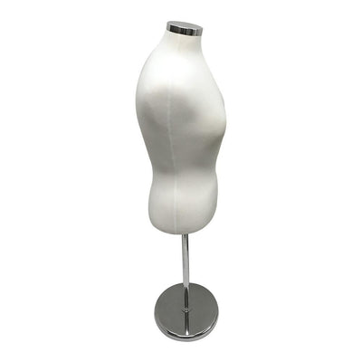 Cream - Adjustable Female Mannequin Blouse Form Neck Block With Chrome Base