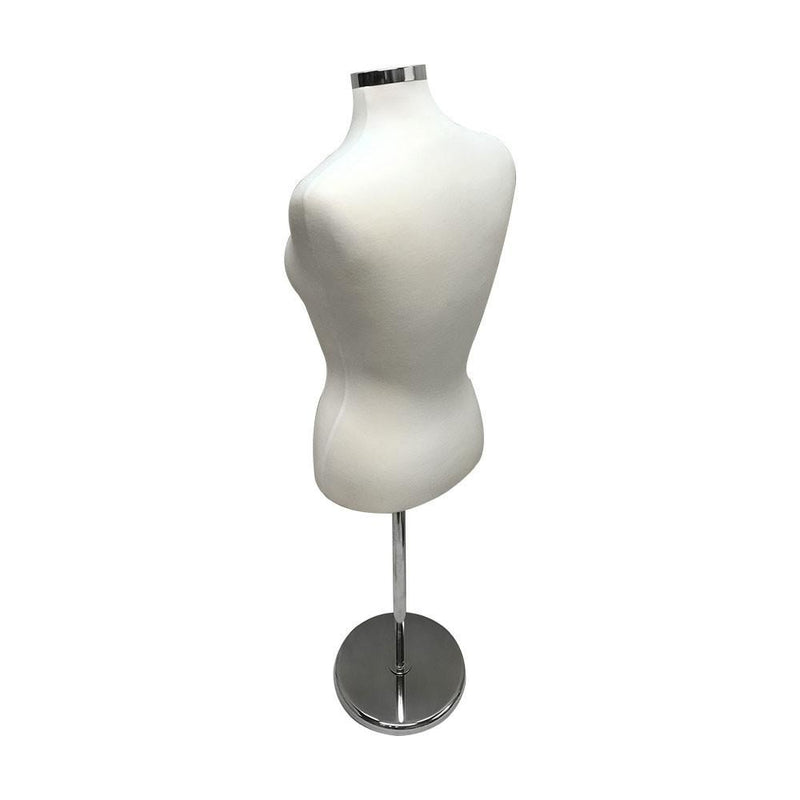 Cream - Adjustable Female Mannequin Blouse Form Neck Block With Chrome Base