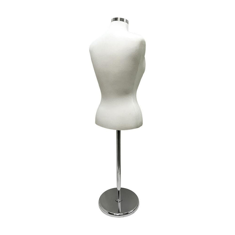 Cream - Adjustable Female Mannequin Blouse Form Neck Block With Chrome Base