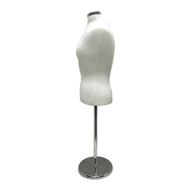 Cream - Adjustable Female Mannequin Blouse Form Neck Block With Chrome Base