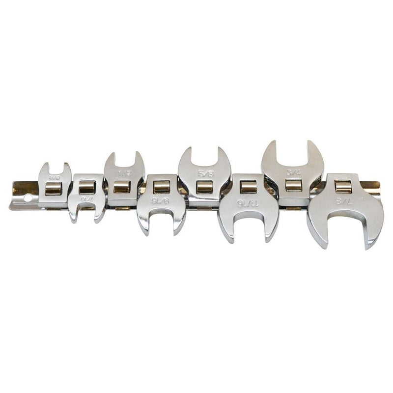 Crow Foot Wrench 8 PC Set SAE 3/8" Drive 3/8"-7/8" Chrome Plated Finish Crowfoot