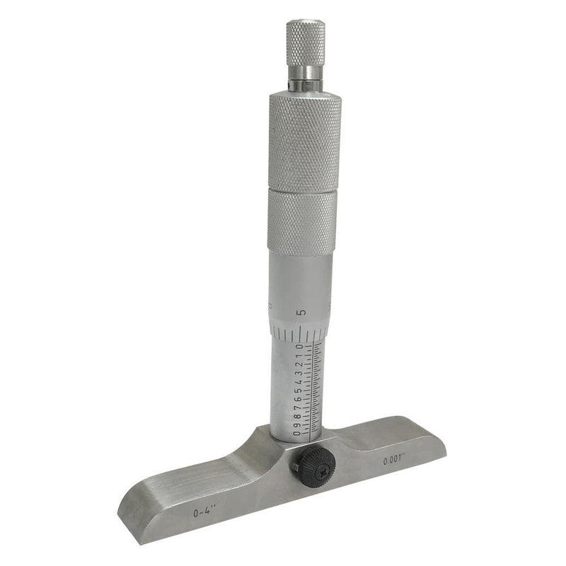 Depth Gauge Micrometer Interchangeable Rods Ratchet Stop With 0 - 4" Range 0.001" Grad