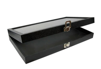 Jewelry Display Case Organizer Glass Top Jewelry Storage Box Tray 14-1/2''L x 2''H