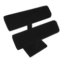 8''L x 7-1/4''H Double Oval T-Bar Jewelry Display Bracelet Holder, Black Velvet Retail Fixture for Bracelets, Bangles & Watches
