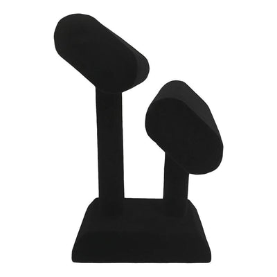 Double Oval T Bar Jewelry Display Bracelet Holder 8'' L x 7''H Black Velvet Retail Fixture