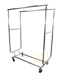 66" H Double Parrallel Bar Adjustable Clothing Garment Rack Hanger Retail with Swivel Wheels