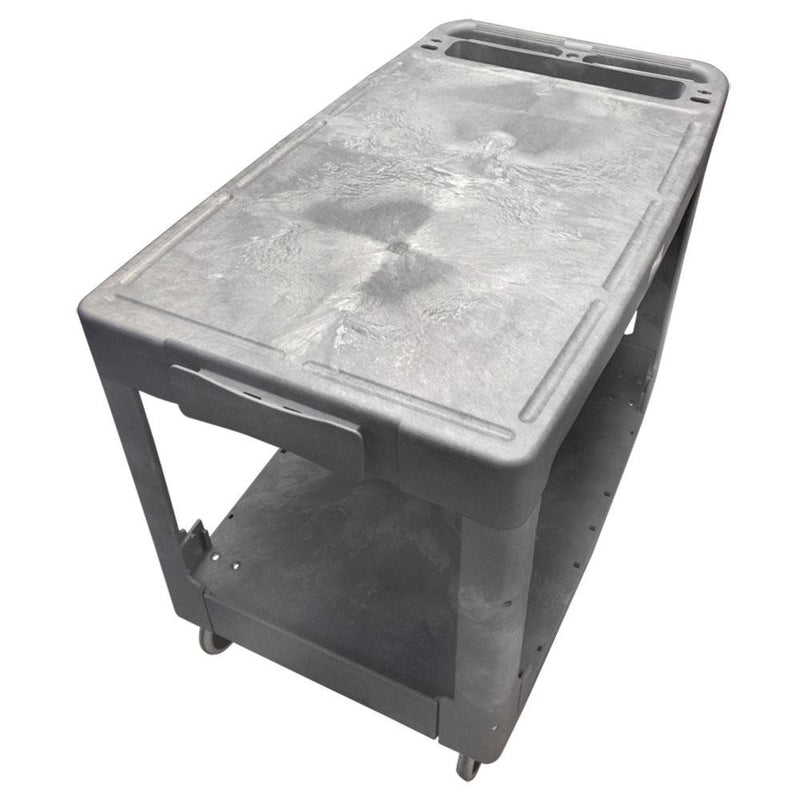 Flat Top Plastic Service Utility Cart 2 Flat Shelves 500 LB Capacity
