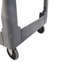 Industrial gray utility cart with flat plastic shelves and push handle