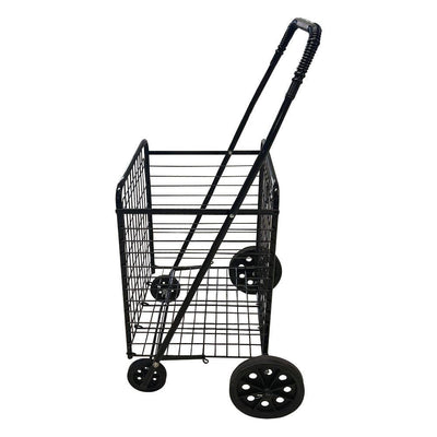 Foldable Utility Grocery Laundry Shopping Cart Medium Basket 21''L x 17.5''W x 35.5''H Rolling Wheels