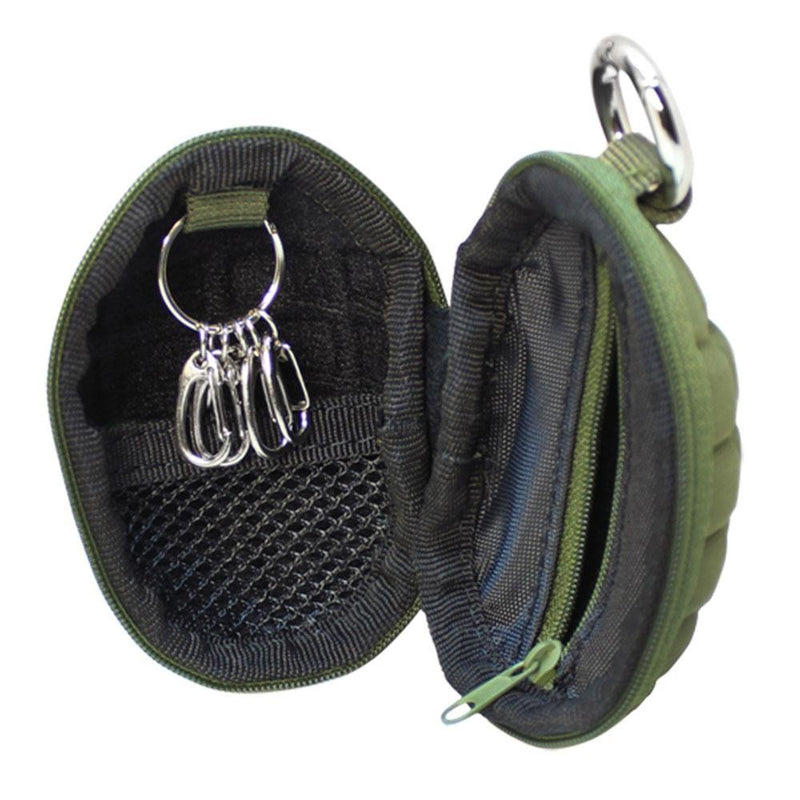 Grenade Zippered Keychain Coin Pocket Pouch Keychain Pouch Carrier Storage-OD GREEN