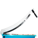 Fabrication shop guillotine shear with extended cutting blade and support legs.