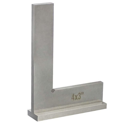 Hardened Steel 4'' x 3" Machinists Work Shop Precision Square Squares Wide Base