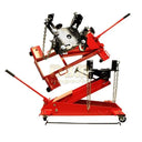 Heavy duty transmission lift jack with adjustable support plate and chains