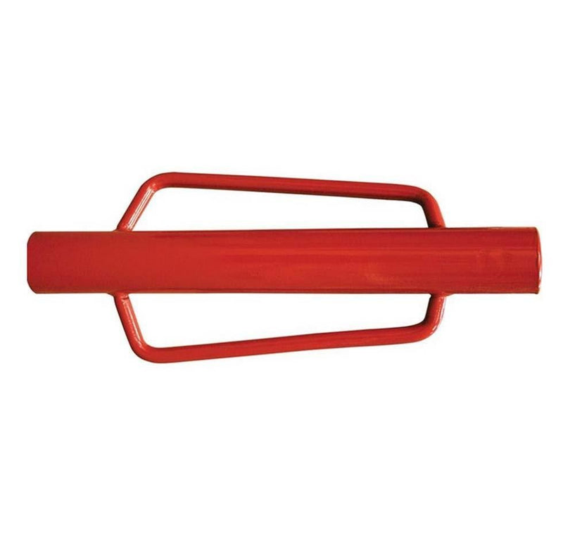 Industrial grade T-post driver with ergonomic side handles for secure grip.