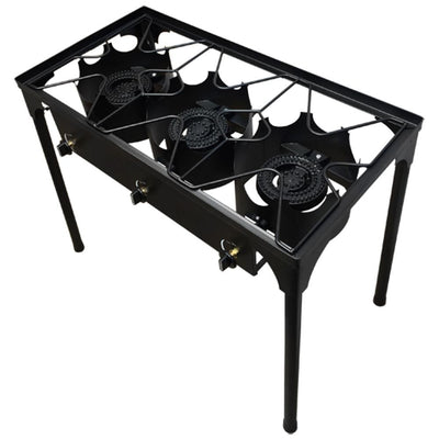 High Pressure 3-Burner Outdoor Camp Stove with Stand and Gas Hose