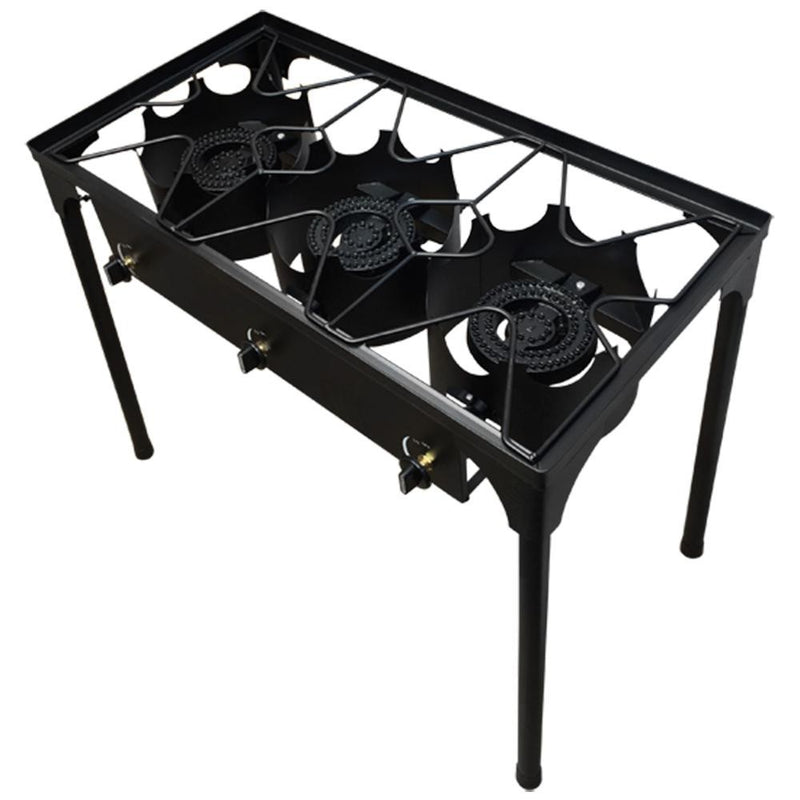 High Pressure 3-Burner Outdoor Camp Stove with Stand and Gas Hose