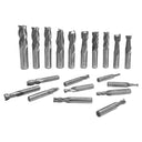 High Speed Steel Set 20 pcs 4 & 2 Flute End Mill 3/8'' - 3/4'' Shank Milling Drill