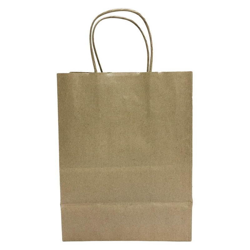 Kraft Paper Recycled Cub Shopping Gift Bags With Handles ILLUSION STRIPES Printed Set 10 PC  8"