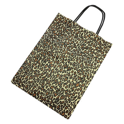Kraft Paper Recycled Cub Shopping Gift Bags With Handles LEOPARD Printed Set 10 PC  8"