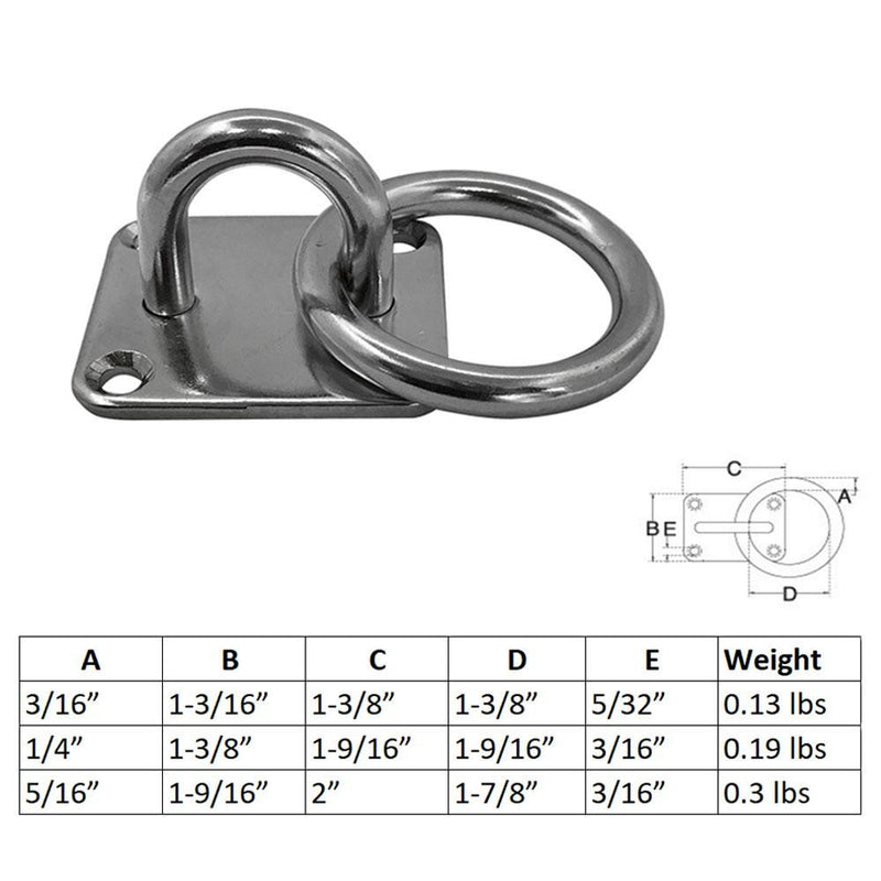 Marine hardware Square Pad Eye Plate With Ring 1/4" Welded Formed Boat Rigging