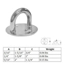 Marine Rigging Wire Cable Round Pad Eye Plate 1/4" Welded Formed