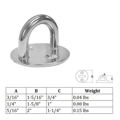 Marine Rigging Wire Cable Round Pad Eye Plate 1/4" Welded Formed