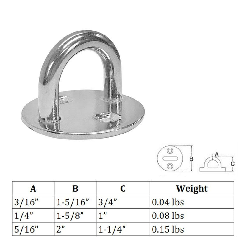 Marine Rigging Wire Cable Round Pad Eye Plate 1/4" Welded Formed