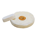 Three soft cotton buffing pads for polishing aluminum, brass, steel, and chrome.