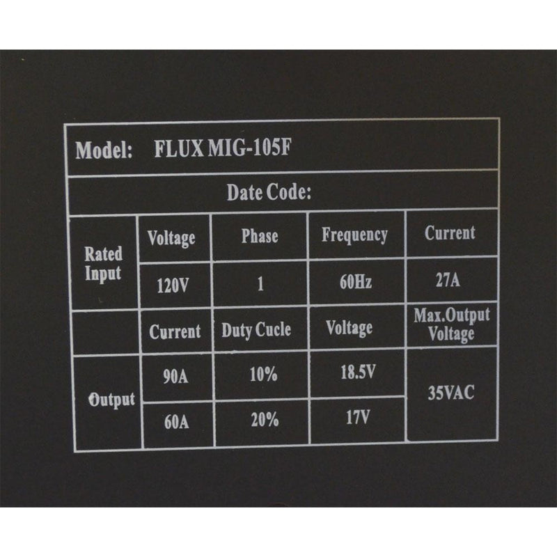 Mig 105 Flux Cored Welding Machine AUTO Wire Feed Welder Cooling 60-90 Amp