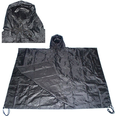 Military USMC Style All Weather Poncho Rain Coat - Black