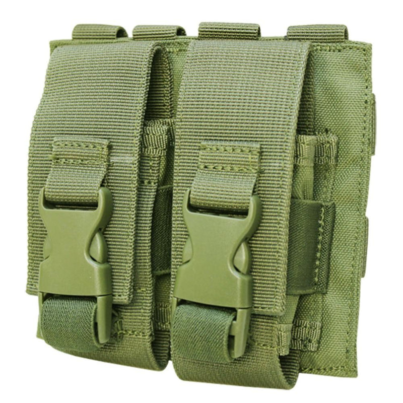 Molle Tactical PALS Double Flash Bang Pouch Magazine Mag Flap Buckle - OD GREEN