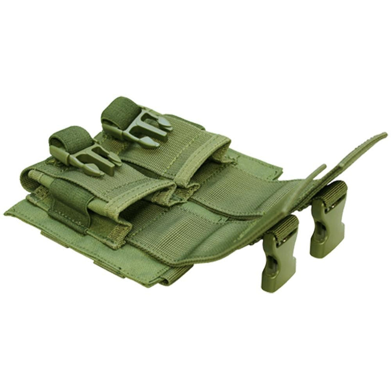Molle Tactical PALS Double Flash Bang Pouch Magazine Mag Flap Buckle - OD GREEN