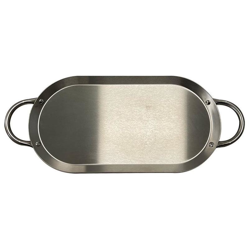 17" x 8-1/2"&nbsp; Stainless Steel Oval Serving Platter – Ottoman Tray with Handles for Kitchen, Parties &amp; Decorative Display