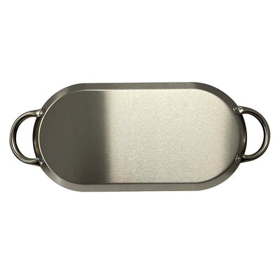 17" x 8-1/2"&nbsp; Stainless Steel Oval Serving Platter – Ottoman Tray with Handles for Kitchen, Parties &amp; Decorative Display