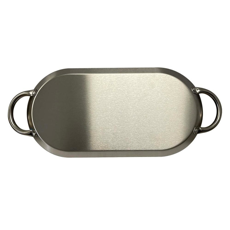 17" x 8-1/2"&nbsp; Stainless Steel Oval Serving Platter – Ottoman Tray with Handles for Kitchen, Parties &amp; Decorative Display