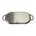 17" x 8-1/2"  Stainless Steel Oval Serving Platter – Ottoman Tray with Handles for Kitchen, Parties & Decorative Display