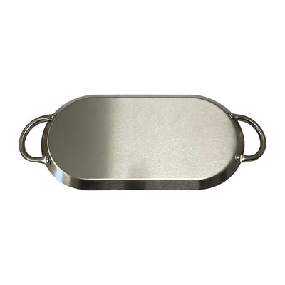 17" x 8-1/2"&nbsp; Stainless Steel Oval Serving Platter – Ottoman Tray with Handles for Kitchen, Parties &amp; Decorative Display