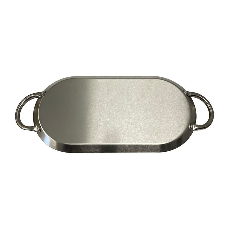 17" x 8-1/2"&nbsp; Stainless Steel Oval Serving Platter – Ottoman Tray with Handles for Kitchen, Parties &amp; Decorative Display