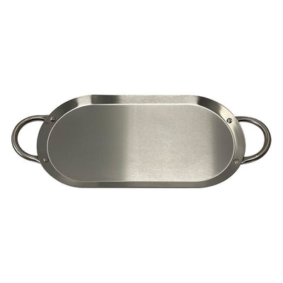 17" x 8-1/2"&nbsp; Stainless Steel Oval Serving Platter – Ottoman Tray with Handles for Kitchen, Parties &amp; Decorative Display